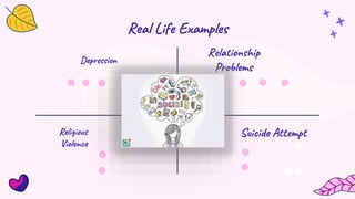 Real Life Examples
Suicide Attempt
Relationship
Problems
Depression
Religious
Violence
 