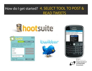 How do I get started? 4. SELECT TOOL TO POST &
                      READ TWEETS
 