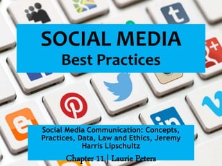 Social Media Communication: Concepts,
Practices, Data, Law and Ethics, Jeremy
Harris Lipschultz
Chapter 11 | Laurie Peters
SOCIAL MEDIA
Best Practices
 