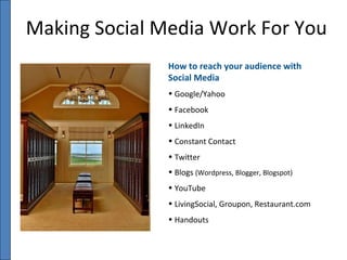 Making Social Media Work For You ,[object Object],[object Object],[object Object],[object Object],[object Object],[object Object],[object Object],[object Object],[object Object],[object Object]