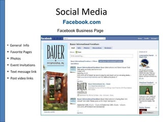 General  Info Favorite Pages Photos Event Invitations Text message link Post video links Social Media Facebook.com Facebook Business Page 