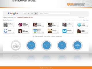 Manage your circles:




                       Site-Seeker, Inc.   2011
 