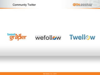 Community Twitter




                    Site-Seeker, Inc.   2011
 