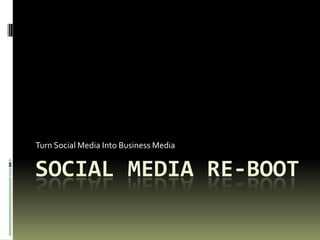 Turn Social Media Into Business Media


SOCIAL MEDIA RE-BOOT
 