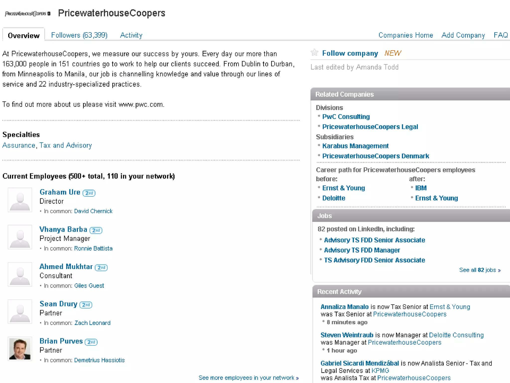 Individual LinkedIn profile
 