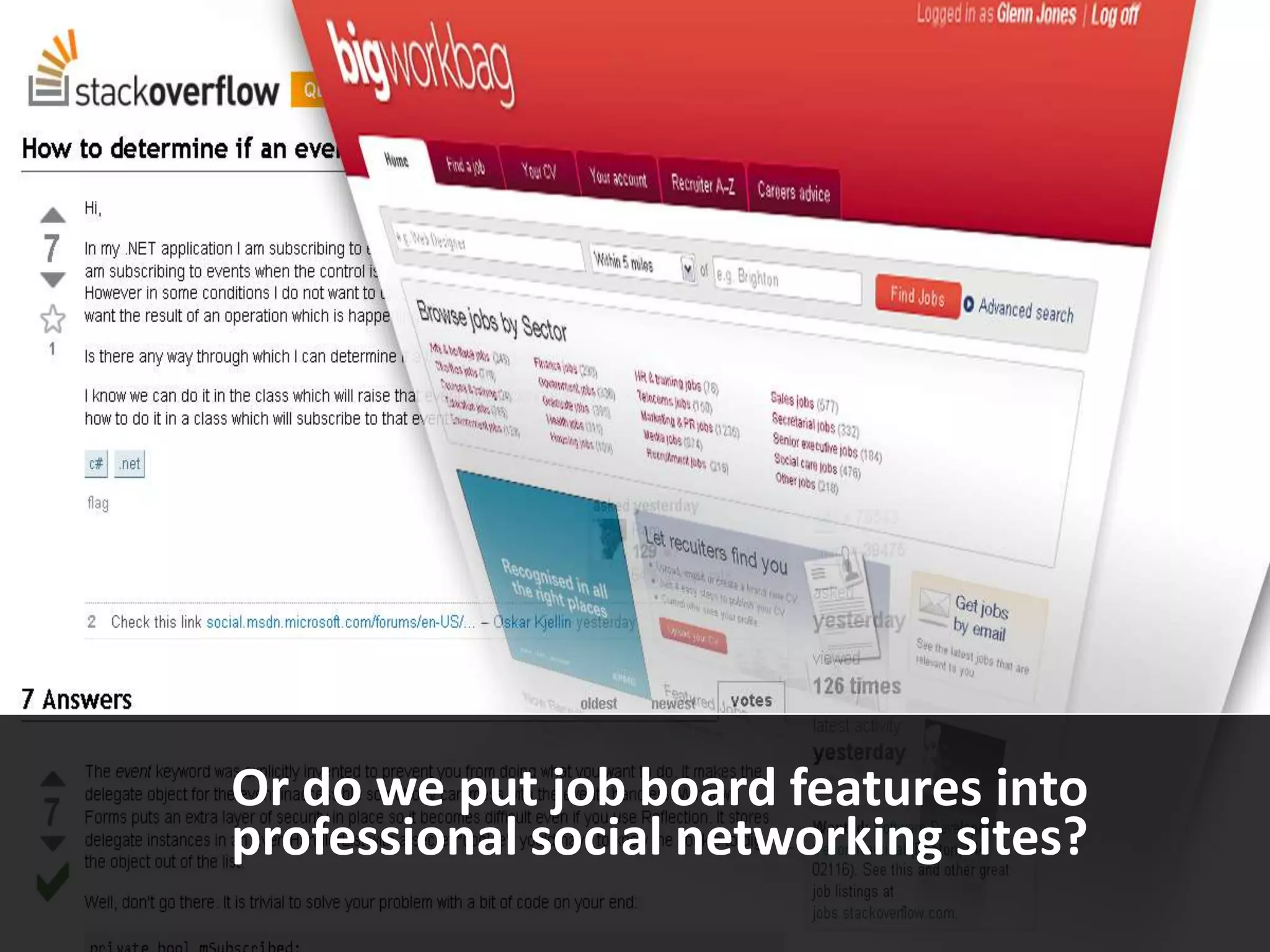 Or do we put job board features into
professional social networking sites?
 