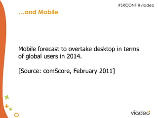 #SRCONF #viadeo
…and Mobile




Mobile forecast to overtake desktop in terms
of global users in 2014.

[Source: comScore, February 2011]
 