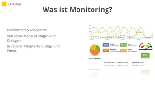 Was ist Monitoring?
Beobachten & Analysieren
von Social Media Beiträgen und
Dialogen
in sozialen Netzwerken, Blogs und
Foren.
 