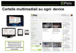 Cartelle multimediali su ogni device

Solo di carta si ha un
risparmio economico
considerevole senza
considerare la sostenibilità
ambientale.

 