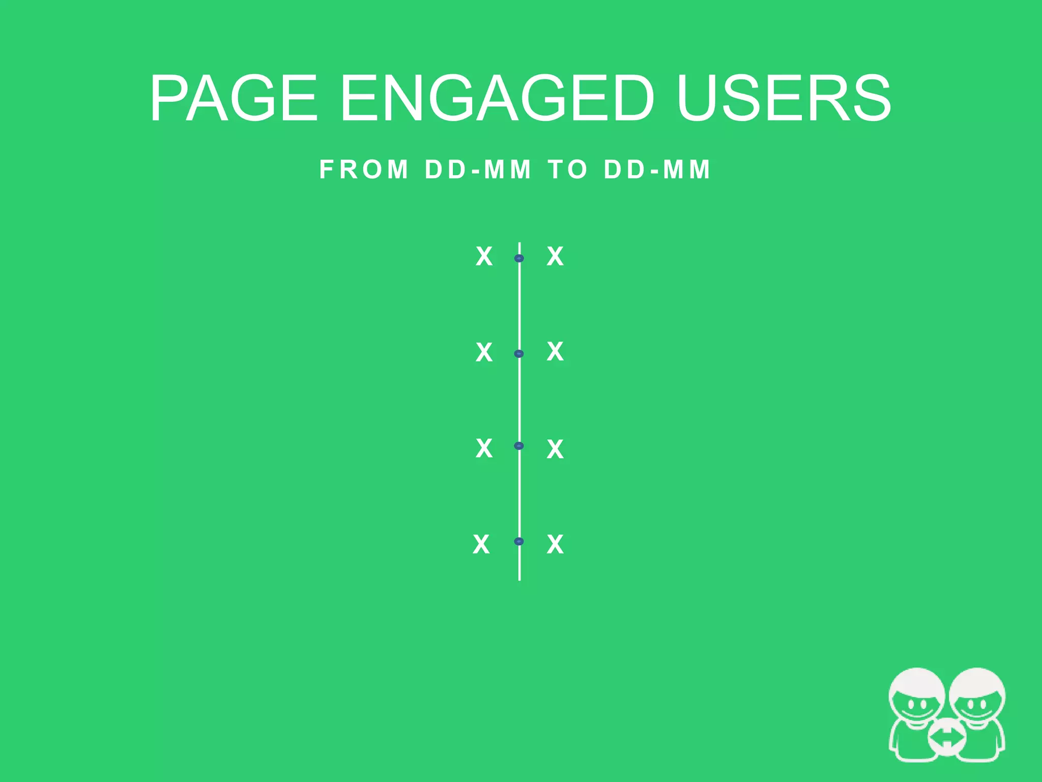 PAGE ENGAGED USERS
F R O M D D - M M TO D D - M M
X X
X X
X X
X X