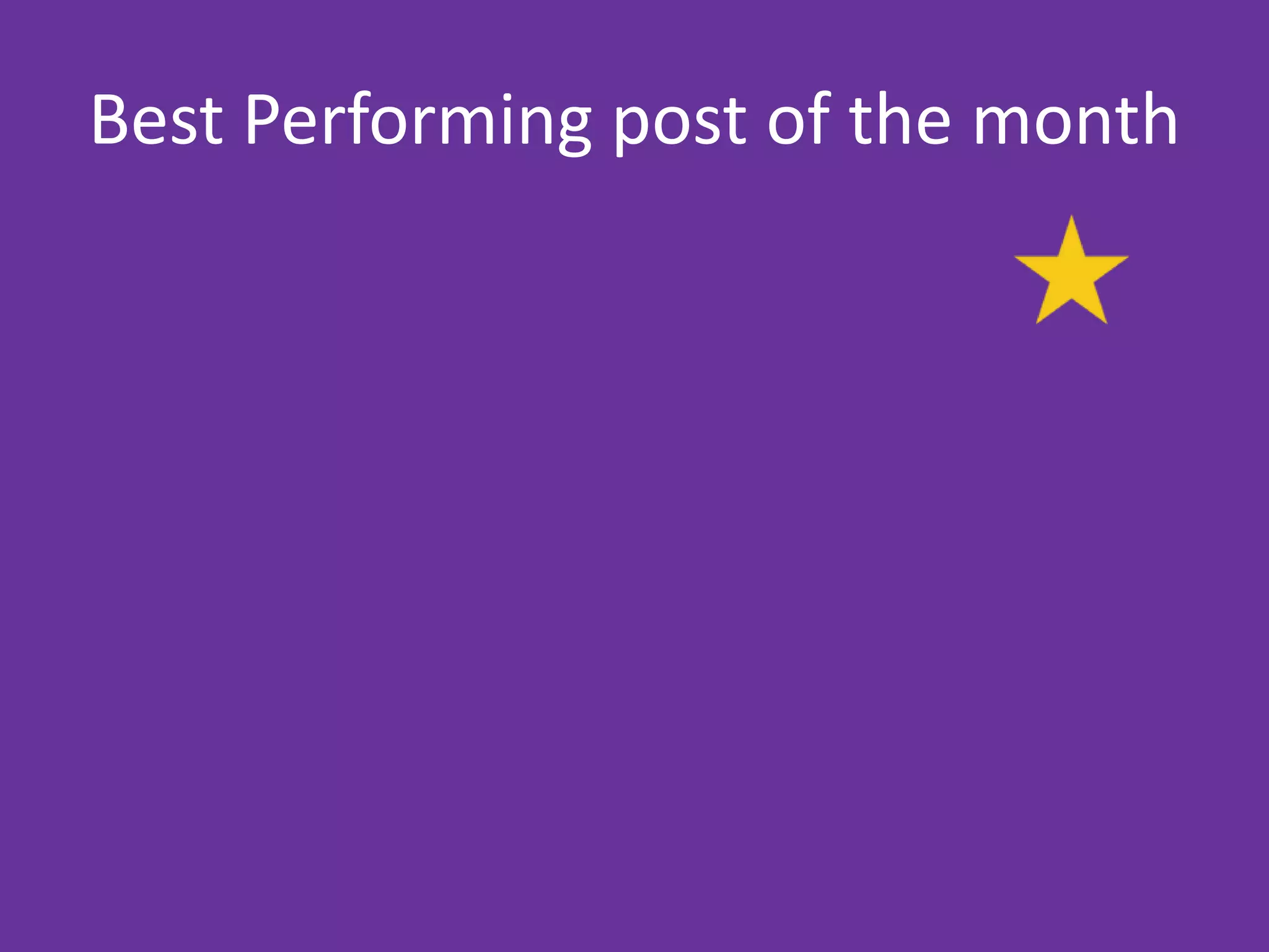 Best Performing post of the month