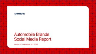 Automobile Brands
Social Media Report
January 1st – December 31st, 2016
 