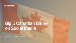 Big 5 Canadian Banks
on Social Media
Sept 1st – Oct 31st 2016
 