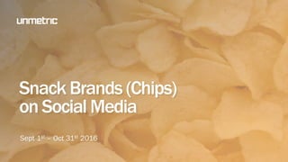 Snack Brands (Chips)
on Social Media
Sept 1st – Oct 31st 2016
 