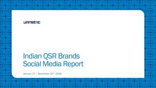 Indian QSR Brands
Social Media Report
January 1st – December 31st, 2016
 