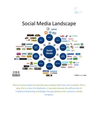 There is every solution to promote your product with least cost involved. That is
    why, this is a boon for Marketers. It actually removes the deficiencies of
   Traditional Marketing and Bridges the gap between the customer and the
                                   company.
 