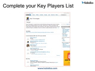 Complete your Key Players List
 