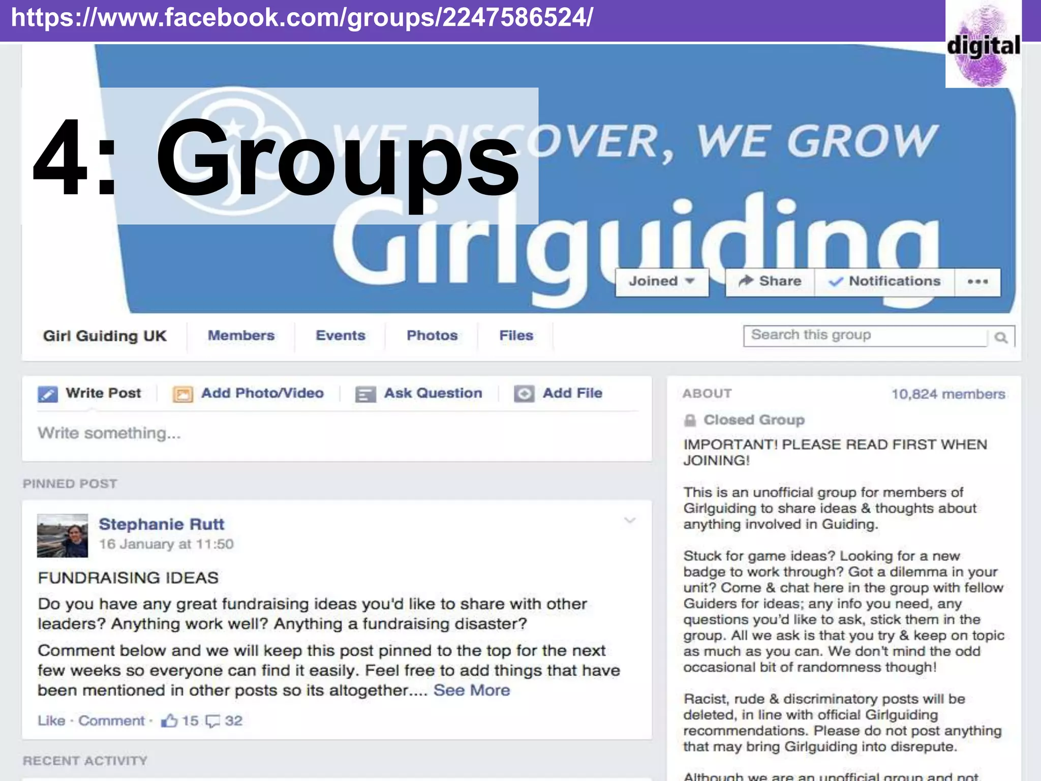 4: Groups
https://www.facebook.com/groups/2247586524/
 