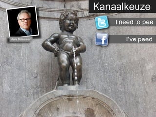 Kanaalkeuze
                   I need to pee

Jan Driessen          I’ve peed
 
