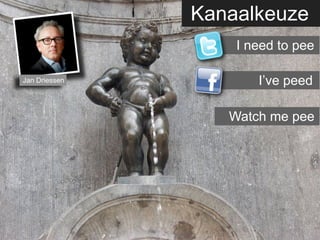 Kanaalkeuze
                   I need to pee

Jan Driessen          I’ve peed

                  Watch me pee
 
