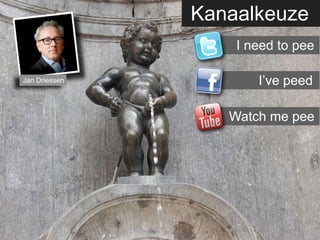 Kanaalkeuze
                   I need to pee

Jan Driessen          I’ve peed

                  Watch me pee
 