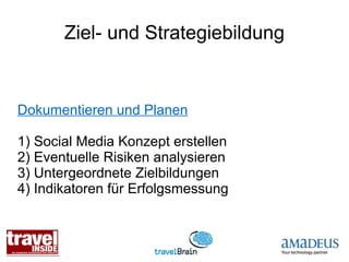 Ziel- und Strategiebildung


Dokumentieren und Planen

1) Social Media Konzept erstellen
2) Eventuelle Risiken analysieren
3) Untergeordnete Zielbildungen
4) Indikatoren für Erfolgsmessung
 