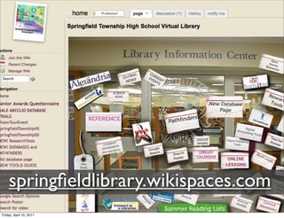 springﬁeldlibrary.wikispaces.com
Friday, April 15, 2011
 