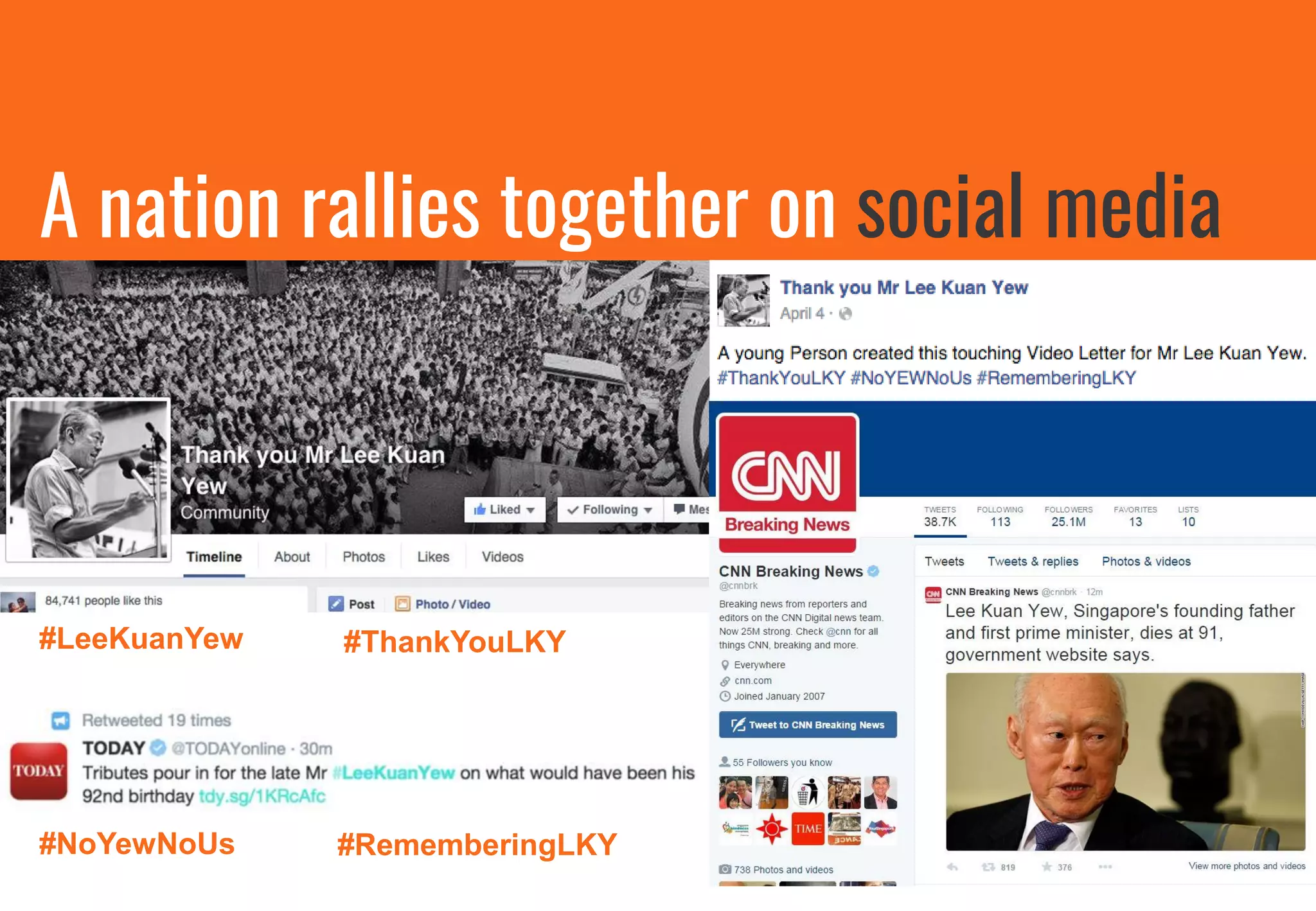 A nation rallies together on social media
#LeeKuanYew
#NoYewNoUs #RememberingLKY
#ThankYouLKY
 
