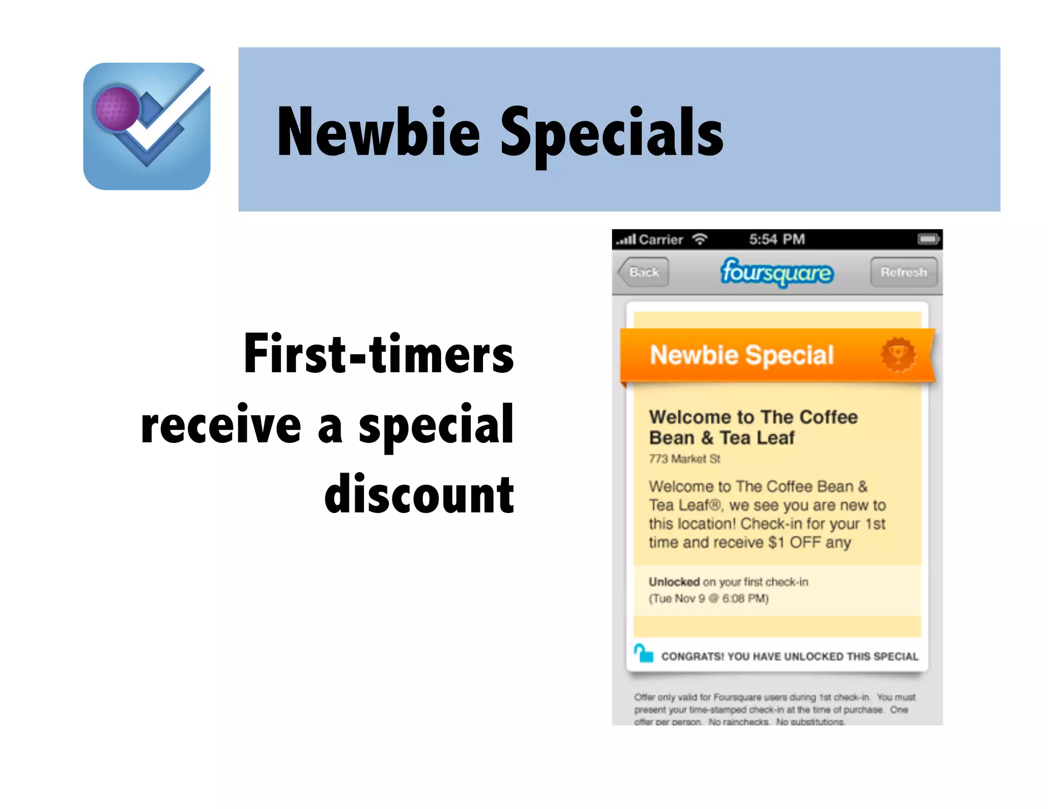 Newbie Specials


    First-timers
receive a special
        discount
 