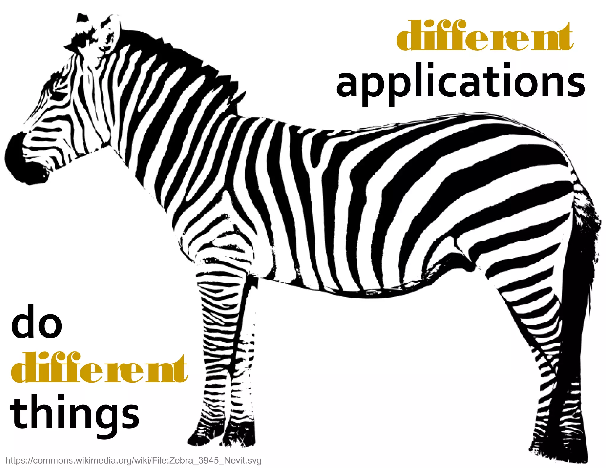 https://commons.wikimedia.org/wiki/File:Zebra_3945_Nevit.svg
different
applications
do
different
things
 