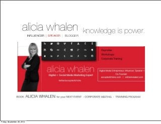 alicia whalen
INFLUENCER | SPEAKER | BLOGGER
knowledge is power.
Friday, September 26, 2014
 