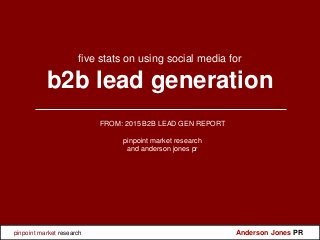 five stats on using social media for
b2b lead generation
FROM: 2015 B2B LEAD GEN REPORT
pinpoint market research
and anderson jones pr
Anderson Jones PRpinpoint market research
 