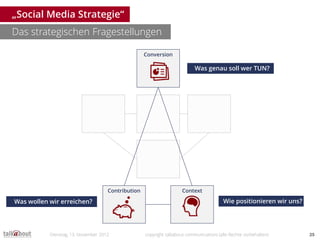 „Social Media Strategie“
Das strategischen Fragestellungen

                                                    Conversion...