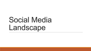Social Media
Landscape
 