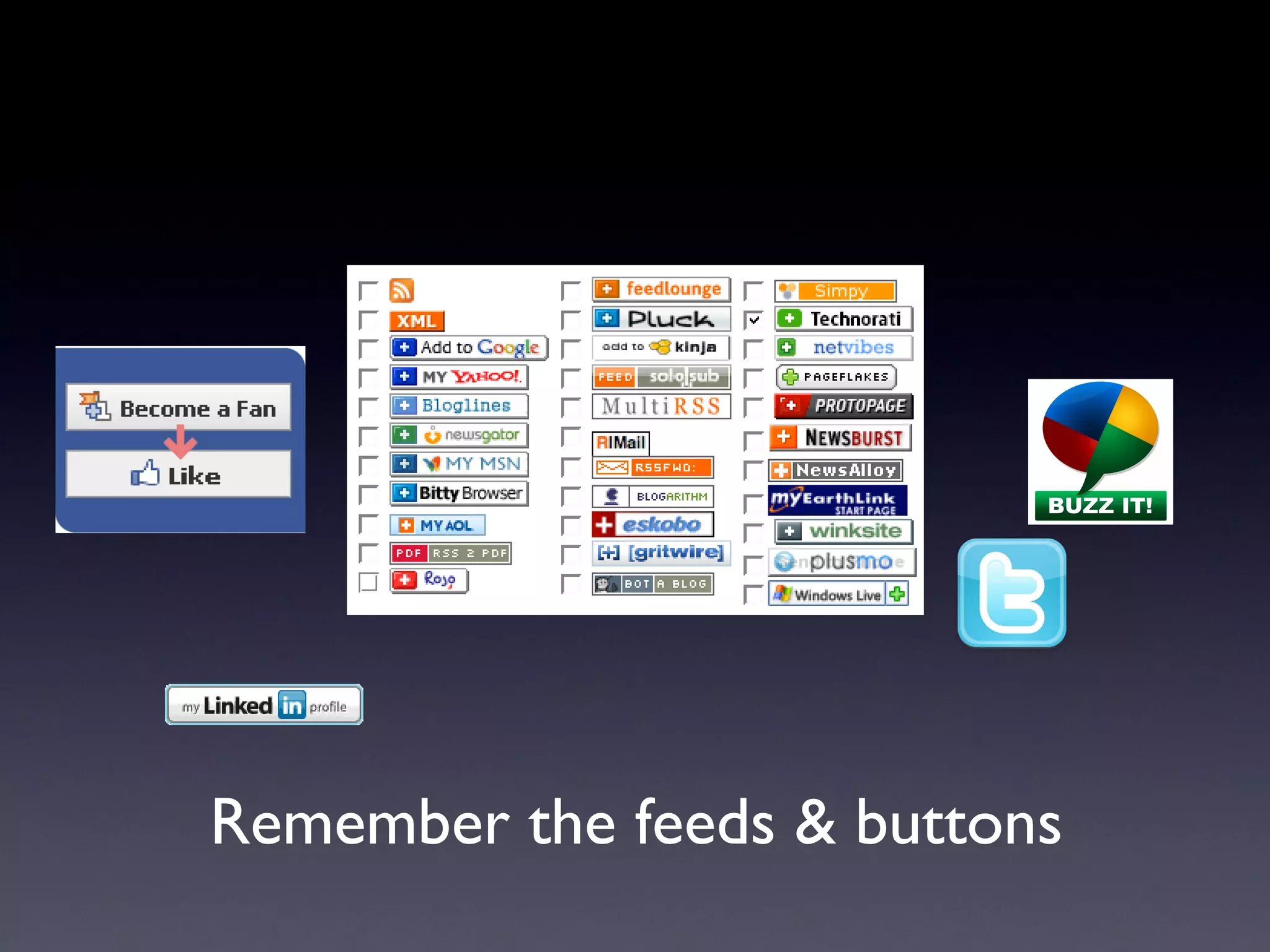 Remember the feeds & buttons 