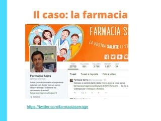 Il caso: la farmacia
https://twitter.com/farmaciaserrage
 