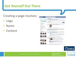 Get Yourself Out There Creating a page involves: Logo Name Content 