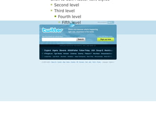    Click to edit Master text styles
     Second level
     Third level
       Fourth level
         Fifth level
 