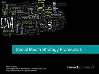 Social Media Strategy Framework Steve Sponder  Chief Digital Officer, Headstream // headstreampr.com blog.stevesponder.com // @stevesponder Image Credit:  [email_address]   