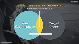 @dadovanpeteghem
Your
Organization
Target
Group
LOOK FOR THE CONTENT SWEET SPOT
Disproportionately relevant
 