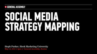 SOCIAL MEDIA
STRATEGY MAPPING
Steph Parker, Sleek Marketing University
May 14, 2015 1-3pm @ General Assembly, Boston
 