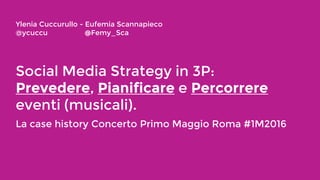 #SMDAYITMASHABLE SOCIAL MEDIA DAY ITALY
Ylenia Cuccurullo - Eufemia Scannapieco
@ycuccu @Femy_Sca
Social Media Strategy in...