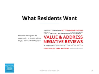 What Residents Want
multifamily-social-media.com 24
 