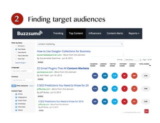 www.designatededitor.com 24
Finding &
focusing on
target
audiences
Finding target audiences
 