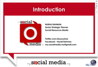 Introduction Page  :  NURALI RAHMAN Senior Strategic Planner  Social Resources Media Twitter.com/doyoushoe Facebook – Nurali Rahman [email_address] 