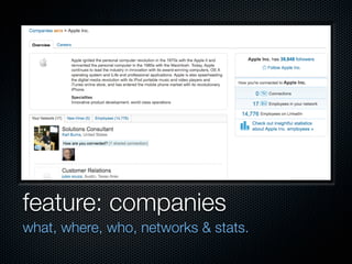 feature: companies
what, where, who, networks & stats.
 