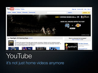 YouTube
it’s not just home videos anymore
 
