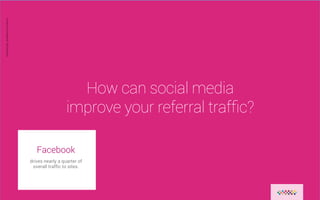 How can social media 
improve your referral traffic? 
Private and confidential CAB Studios © 
Facebook 
drives nearly a quarter of 
overall traffic to sites. 
 