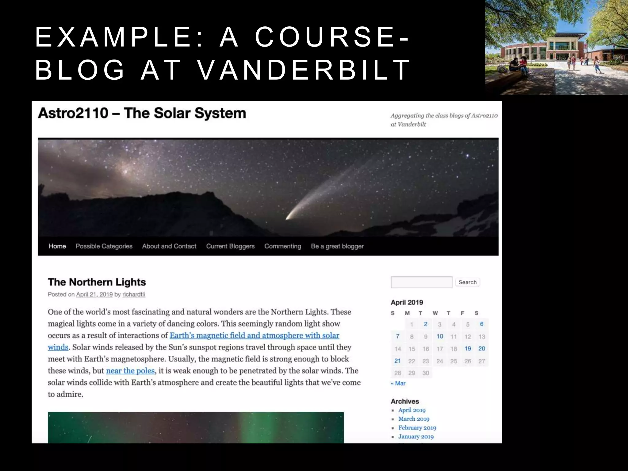 E X A M P L E : A C O U R S E -
B L O G A T V A N D E R B I L T
 