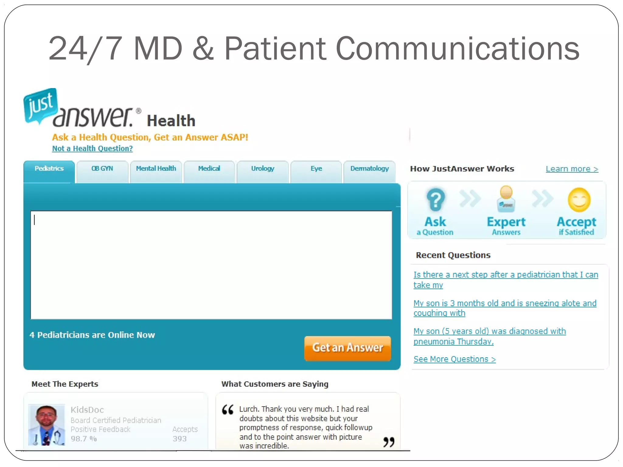 24/7 MD & Patient Communications
 